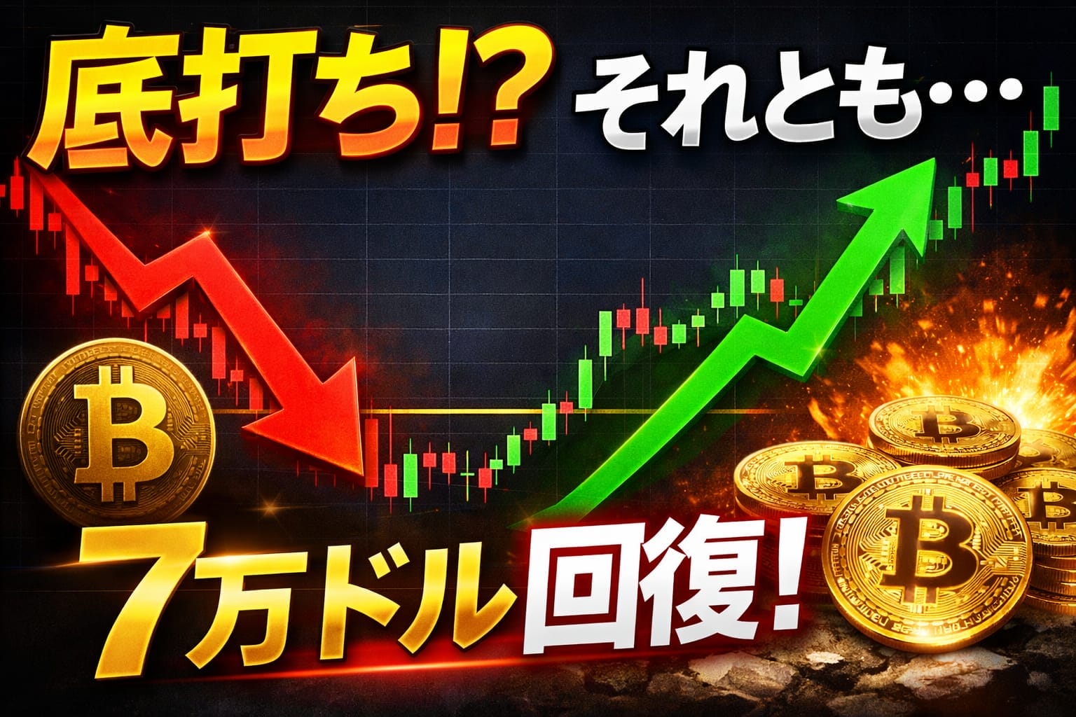 暗号資産市場が大暴落から急反発：ビットコインが7万ドル台へ回復